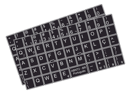 Kit 2 Adesivos Para Notebook Teclado Pc Etiquetas Abnt2 Mac