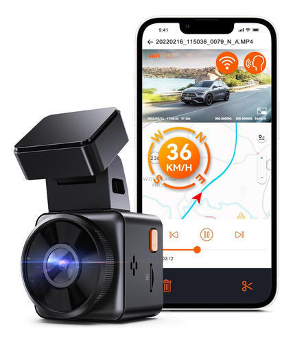 Vantrue E1 Lite 1080p Wifi Mini Dash Cam Con Gps Y Veloci...