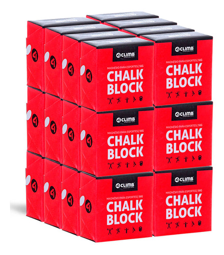 Kit Com 24 Magnésio Chalk Block Cross Escalada 56g 4climb