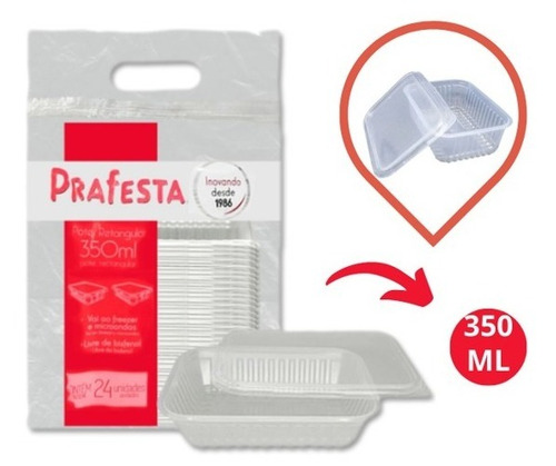 Pote Micro E Freezer 350ml Prafesta C/48u Marmita Fitness Cor Transparente
