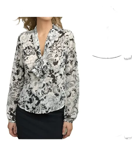 Blusa de cuello de corbata mujer hotsell