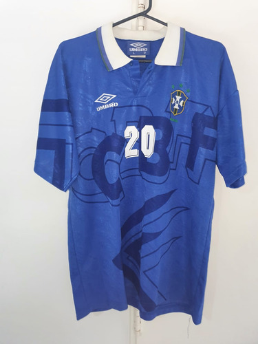 Camiseta Seleccion Brasil 1994 Umbro Azul Ronaldo #20