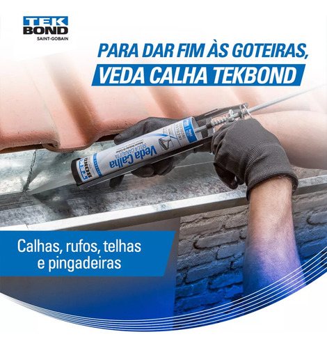 Kit 2 Veda Calha Transparente 280g 300ml Tekbond