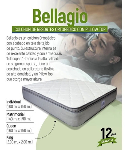 Colchón Matrimonial Ortopédico Con Súper Pillow Mundoflex 