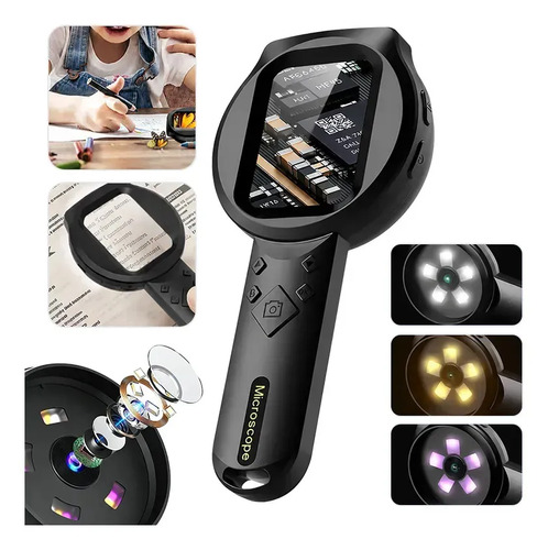 Microscópio Digital Portátil 100X Tela IPS 2.8 Polegadas Lupa HD Para Reparo Eletrônico Análise Pele e Couro Cabeludo