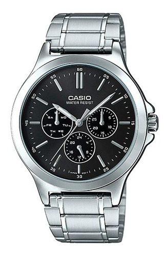 Reloj Casio Mtp-v300d-1audf Cuarzo Hombre Color de la correa Plateado Color del bisel Plateado Color del fondo Negro