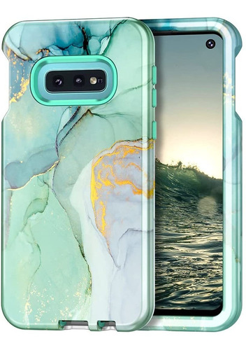 Funda Para Samsung Galaxy S10e 5.8 Marmol Verde Y Dorado