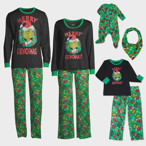 Conjunto De Pijama Grinch Familiar A Juego Navideño