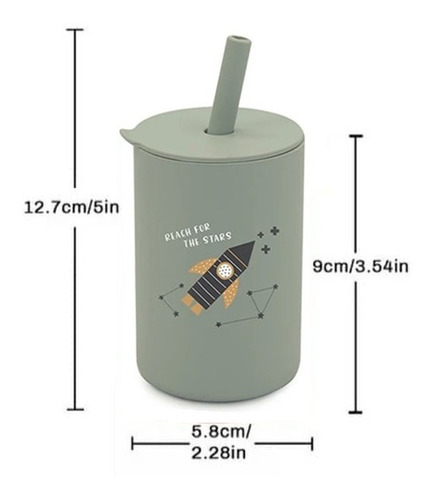 Imagen 3 de 3 de Vaso Taza De Silicona Para Bebes Con Bombilla Y Tapa