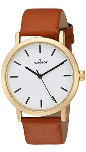 Reloj De Cuarzo, Metal Y Cuero De Cuarzo Para Hombres Peugeo