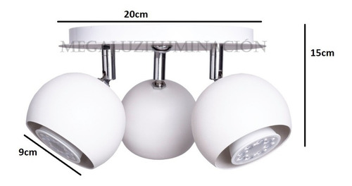 Imagen 4 de 10 de Plafon Spot Bocha 3 Luces Movil Apto Ventilador C/ Lamp Led