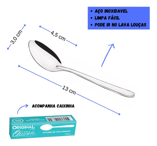 Kit 48 Colher de Cha Aço Inox Basic Buffet Restaurante AGourmet A Casa Dos Chefes