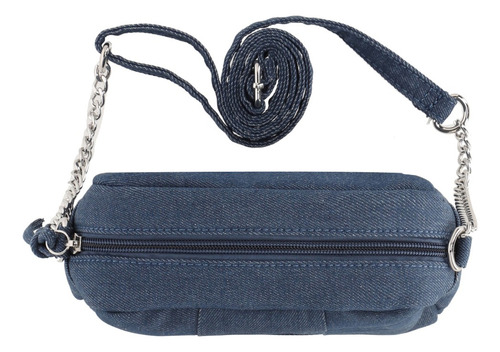 Bolso Mujer Crossbody Color Mezclilla 855-31 Azul Marino Lisa Níquel Azul Marino