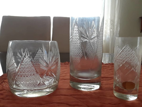 Vasos Cristal Bohemia Tallados (14 Unidades)