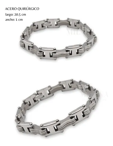 Pulsera Plateada Hombre En Acero Quirúrgico Joyas Regalo Plateada 0 Mm 20.5 Cm