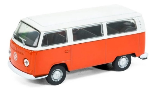 Welly Volkswagen Bus T2 1972 Escala 1:34 Pull Back Color Naranja Y Blanco