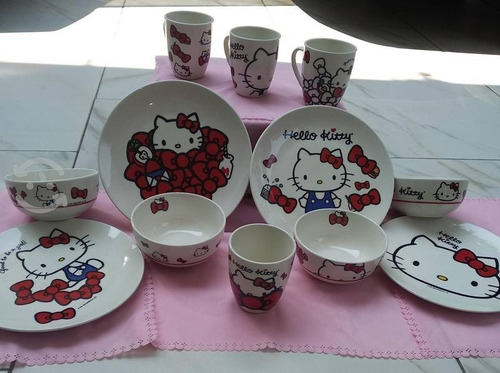 Vajilla Hello Kitty De Porcelana 12 Piezas Edición Limitada