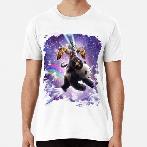 Remera Lazer Warrior Space Cat Riding Panda With Taco Algodo