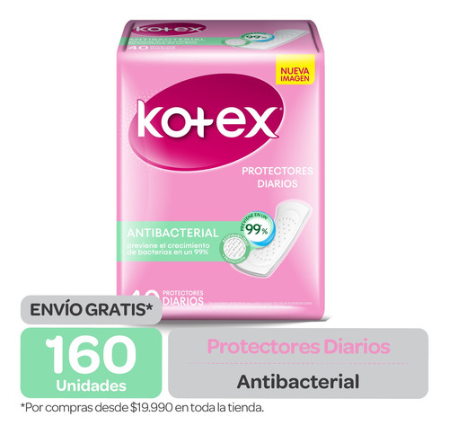 Protector Diario Kotex  Normal 160 Un  (4 Paq X 40) 