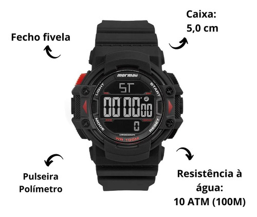 Relógio Mormaii Wave Acqua Preto Masculino Mo230200/8p