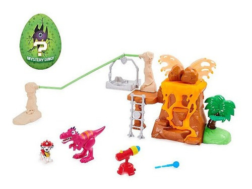 Paw Patrol Playset Volcán Con Dinosaurio Marshall Bombero