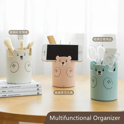 15 Pzas Organizador Lápices Maquillaje Porta Cel Oso Mayoreo