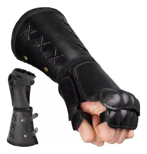 Guantes Largos De Piel Tipo Armadura Samurái, Estilo Vint