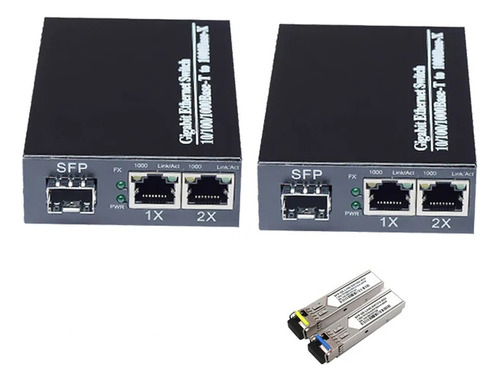 Convertidor De Medios Lc Gigabit De 1 Puerto Sfp A 2 Rj45 10