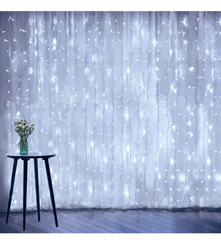 Imagen 6 de 8 de Cortina 300 Luces Led Blanca Fria 3x3 Mts Apta Exterior