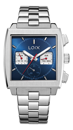 Reloj Loix Hombre La2136-2 Plateado Con Tablero Cuadrado