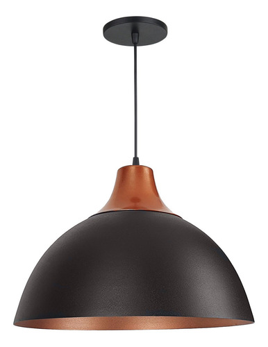 Luminária Pendente Lustre Meia Bola Meia Lua Preto E Cobre