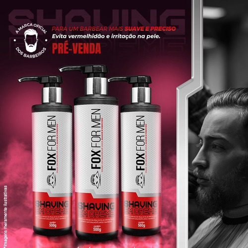 Kit Shaving Barbeiro Gel E Creme Fox For Men 2 Shaving 500g
