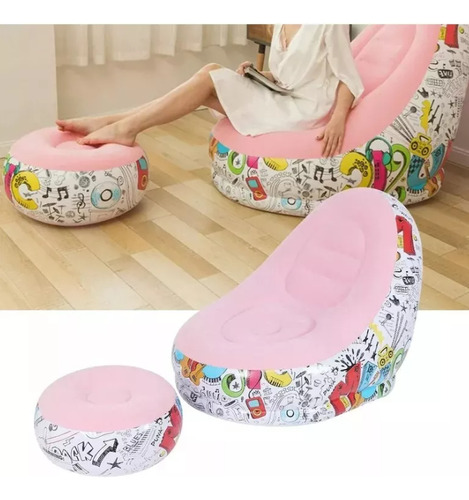 Sofá Tumbona Inflable Con Reposa Pies Y Inflador Incluido