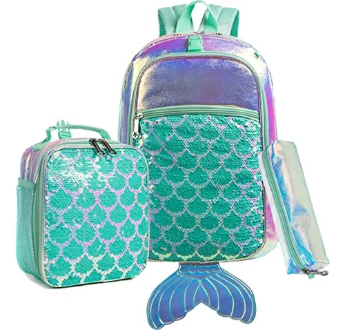 Mermaid backpack with sales lunch bag