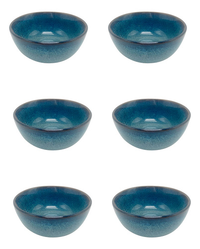 6 Bowl De Cerámica 11 Cm Azul Organic Kit X 6