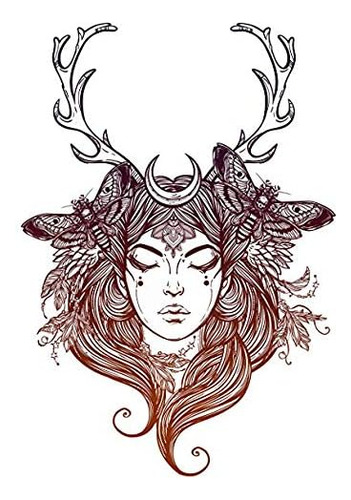 Pretty Wilderness Forest Moon Goddess With Antlers #2 V...