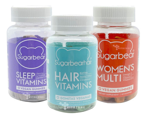 Sugarbear Vitaminas Para Mujer Cabello Y Descanso Triopack