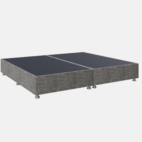 Base Cama Box De Madera Con Tapiz King Size Super Precio Color Lino Gris