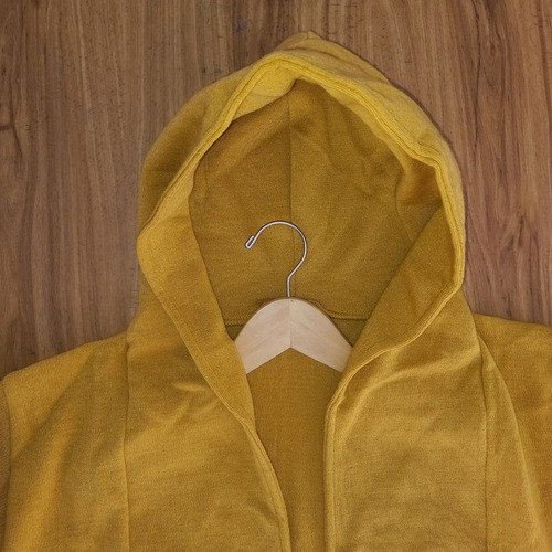 Suéter Largo Capa Saco Abrigo Mostaza Para Hombre Con Gorro