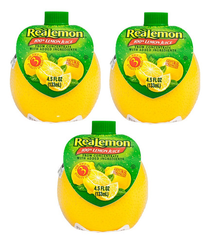 3 Jugo Realemon Squeeze Sabor Limón 133ml C/u