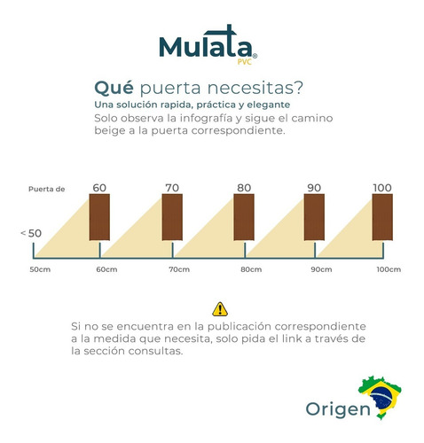 Imagen 3 de 5 de Puerta Pvc Corrediza Plegable 210 X 70 Mulata Cm 0,70 Arena