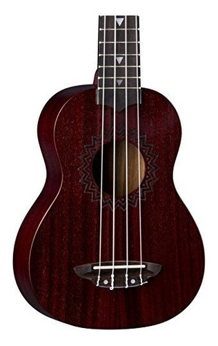 Luna Ukulele Vintage Mahogany Soprano Saten Rojo