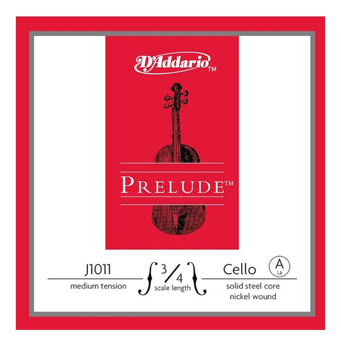 Daddario J1011 3/4m Cuerda La Individual Violonchelo Prelude