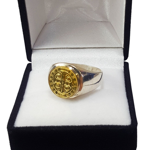 Sello Redondo Plata Y Oro 18k San Benito Con Mesada Unisex