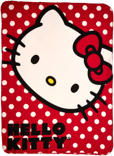 Sanrio Manta Hello Kitty Cobija Polar Frazada Suave Roja 