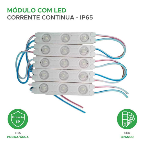 Módulo 3 Leds Alto Brilho Ip65 5050 60x15x6.8 Kit 5 Pçs