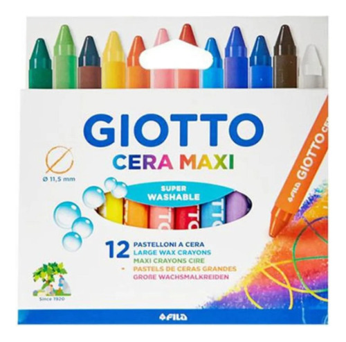 Crayones Giotto Cera Maxi X 12 Unidades Colores Vivos