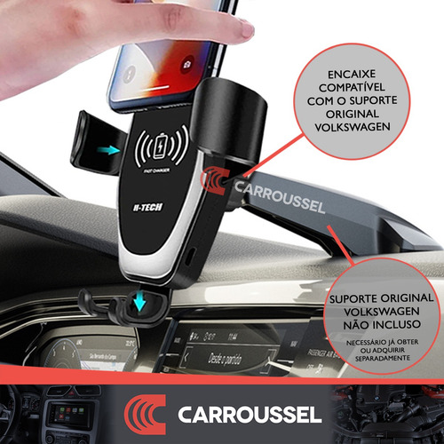 Imagem 6 de 7 de Suporte De Celular Carregador Wireless 12v Saída Ar