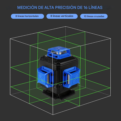 Kit Nivel Láser 4d 16 Líneas Autonivelante Con Soporte