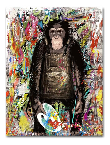 Arte Mural De Grafiti, Pintura De Gorila Y Mono, Lienzo De B